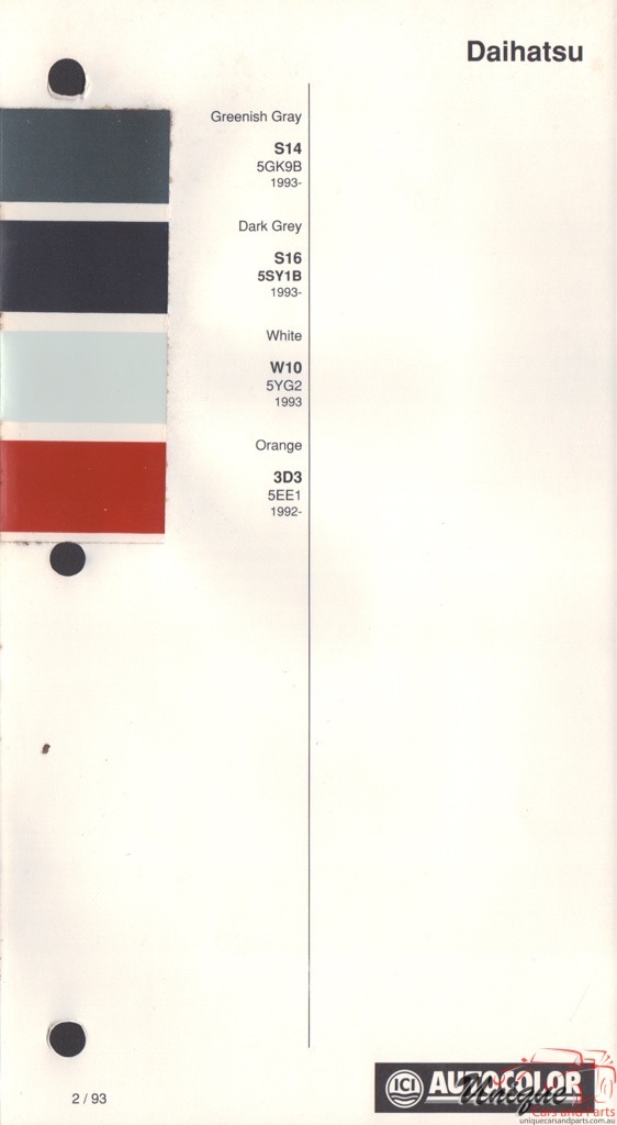 1992-94 Daihatsu Paint Charts Autocolor